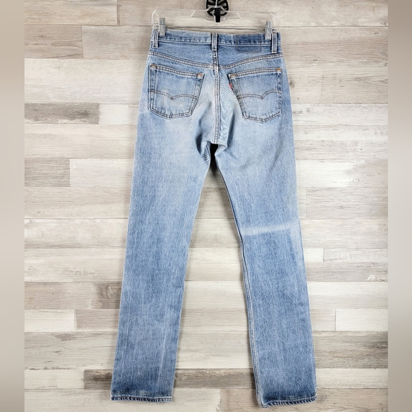 90s Levi's 501 High Rise Straight Leg Button Fly Distressed Jeans Size 28×33 - Picture 4 of 16